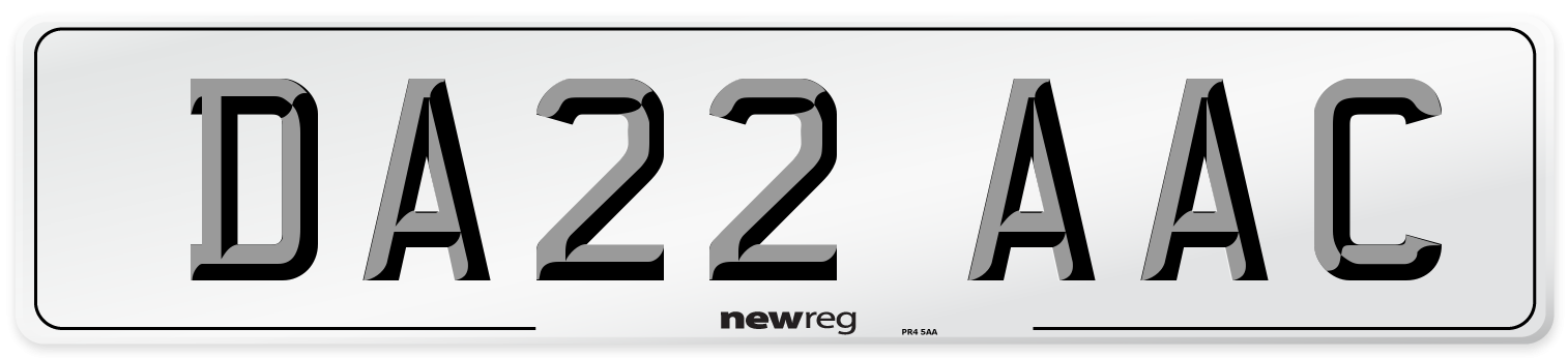 DA22 AAC Number Plate from New Reg